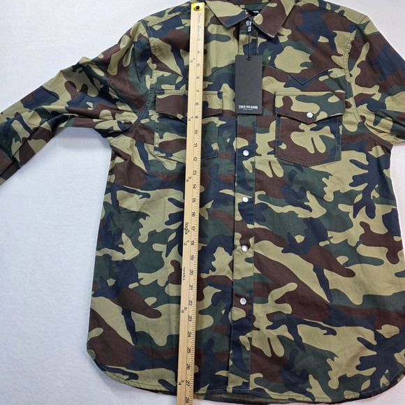 True Religion Men's TRBJ LS Western Camo Shirt S Snap Button Style 700700 NWT - Picture 8 of 10